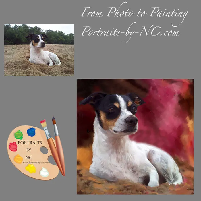 Portraits by NC Earrings Pet Portrait Rat Terrier Portrait Dog Digital Portrait