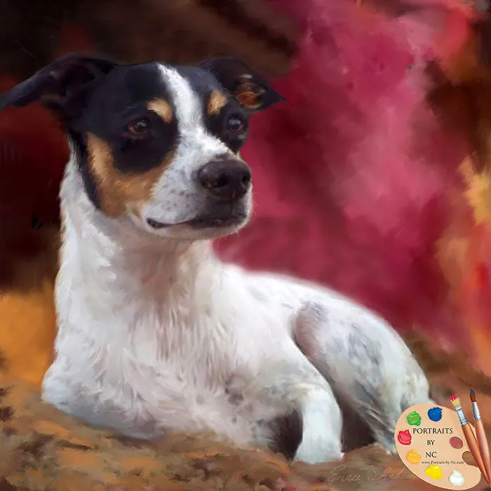 Portraits by NC Earrings Pet Portrait Rat Terrier Portrait Dog Digital Portrait