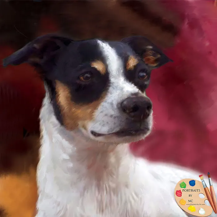 Portraits by NC Earrings Pet Portrait Rat Terrier Portrait Dog Digital Portrait
