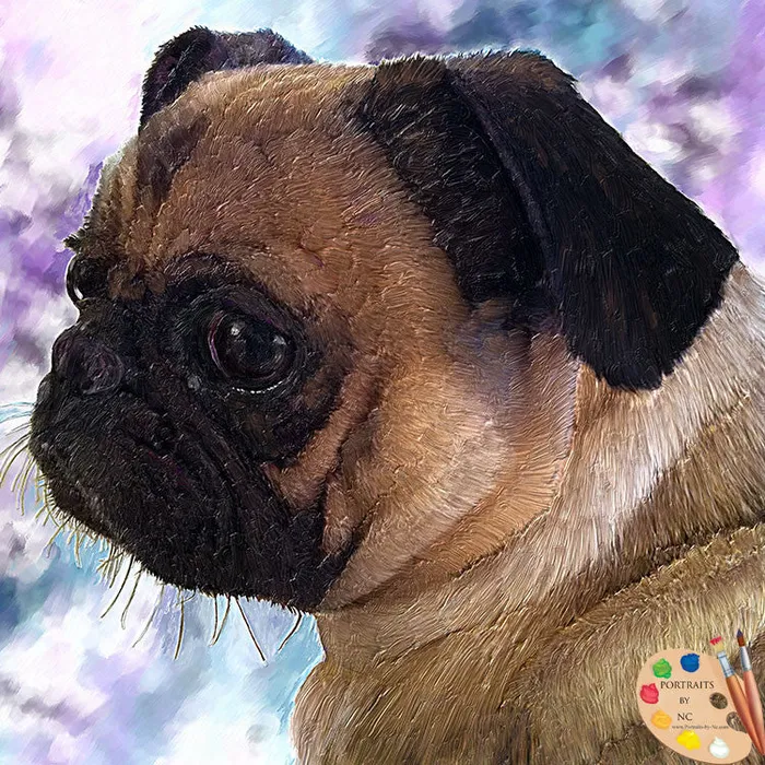Portraits by NC Earrings Pug Dog Portrait