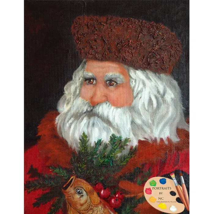 Portraits by NC Earrings Santa Painting Print 88