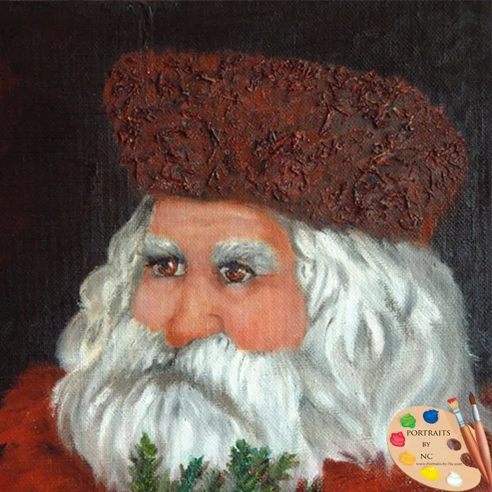 Portraits by NC Earrings Santa Painting Print 88