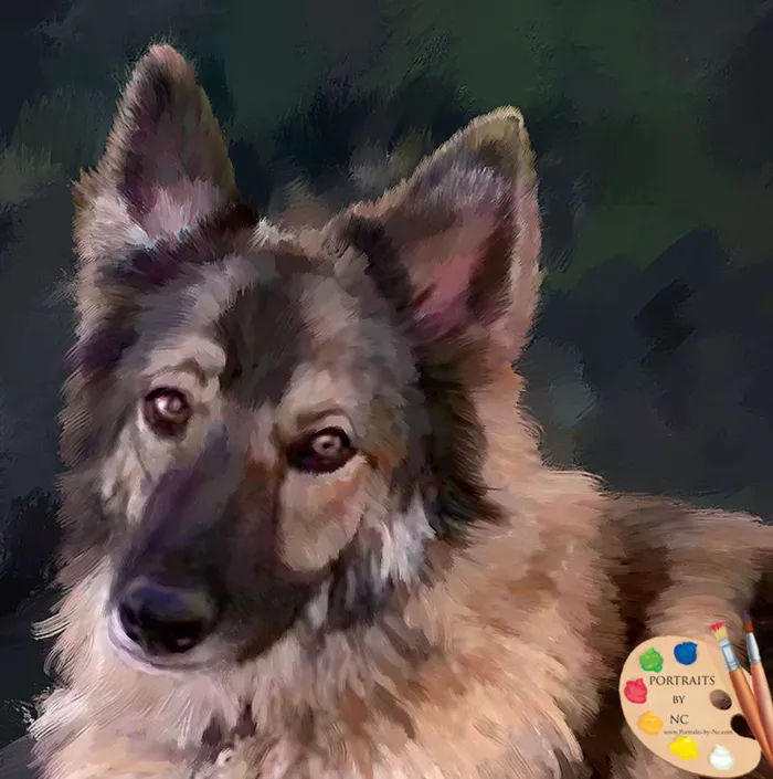 Portraits by NC German Shepherd Dog Digital Portrait Earrings