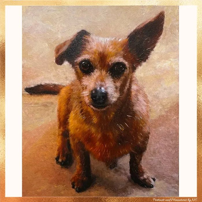 Portraits by NC Necklaces Jack Russell Dachshund Mix Oil Portrait of Oskie