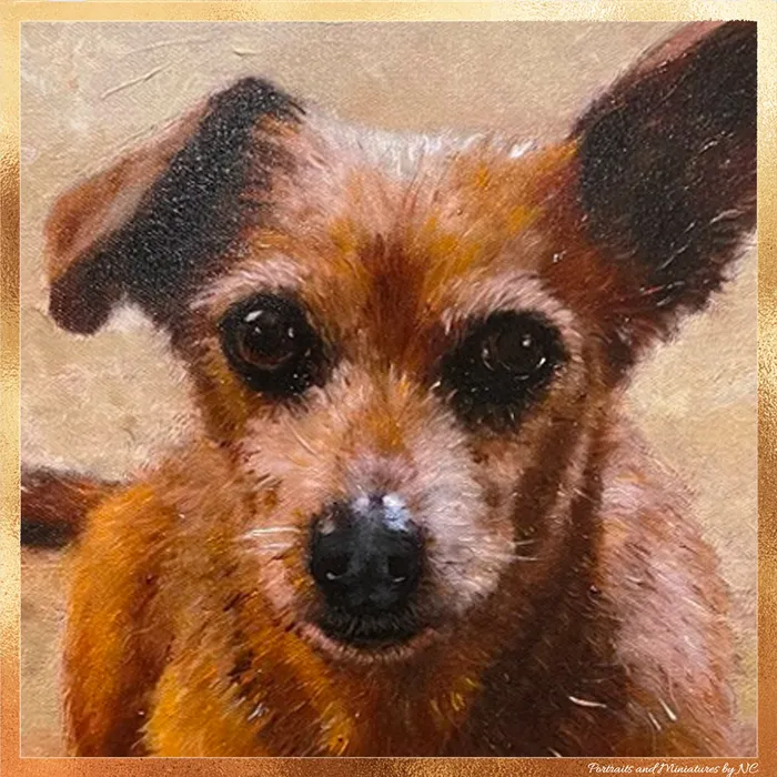 Portraits by NC Necklaces Jack Russell Dachshund Mix Oil Portrait of Oskie