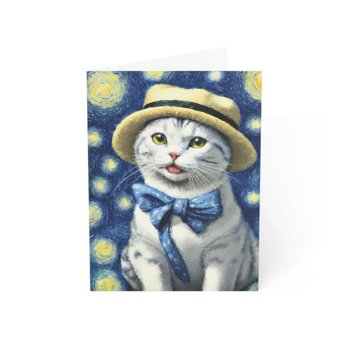 Portraits by NC Necklaces Starry Eye Cat Greeting Cards 1 10 30 and 50pcs