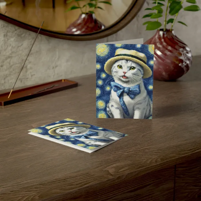 Portraits by NC Necklaces Starry Eye Cat Greeting Cards 1 10 30 and 50pcs Portraits by NC Necklaces Starry Eye Cat Greeting Cards 1 10 30 and 50pcs