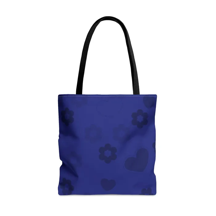 Portraits by NC Rings Tote Bag Blue Flowers and Hearts