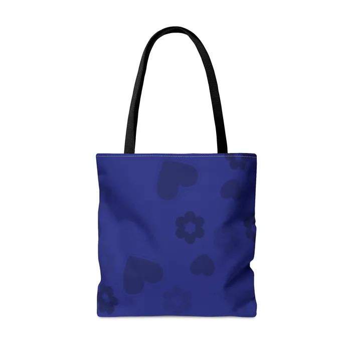 Portraits by NC Rings Tote Bag Blue Flowers and Hearts