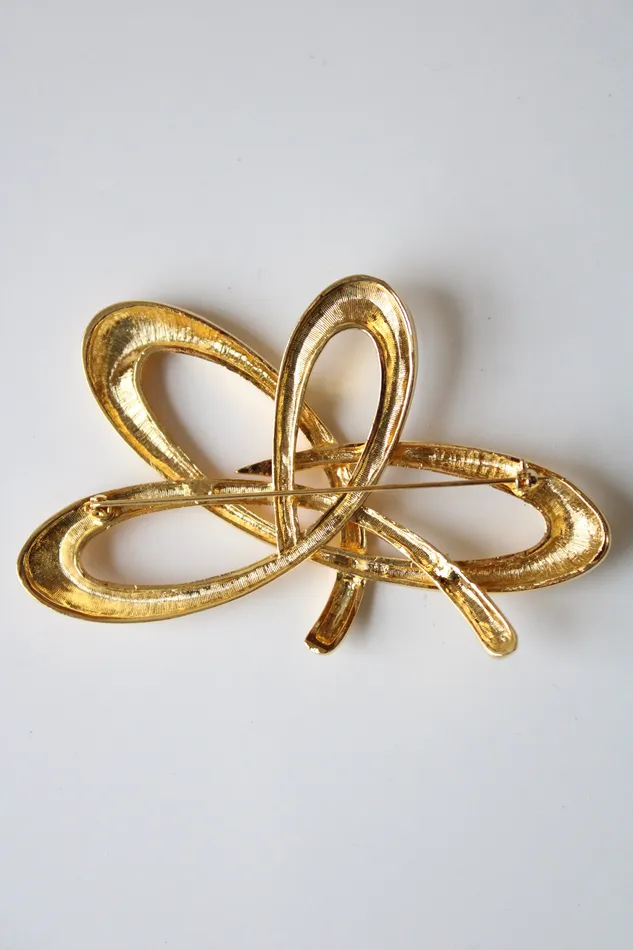 PreStyled Sets Abstract Gold Ribbon Brooch Pin Jubilee Thrift