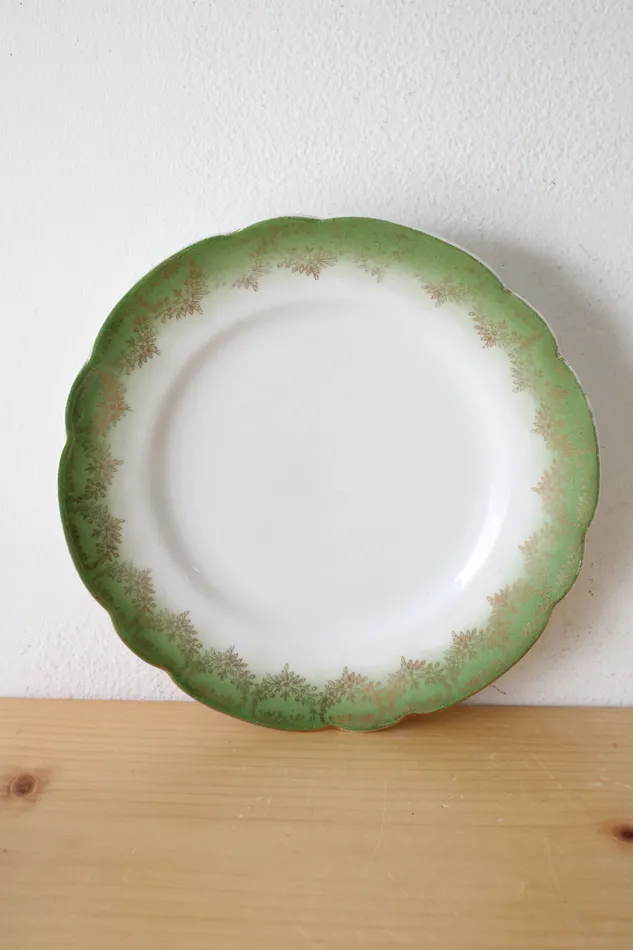 PreStyled Sets Jubilee Thrift KPM Germany Green Gold Porcelain Plate 8