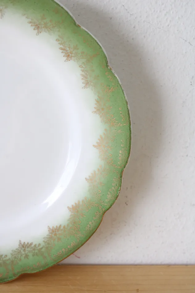 PreStyled Sets Jubilee Thrift KPM Germany Green Gold Porcelain Plate 8