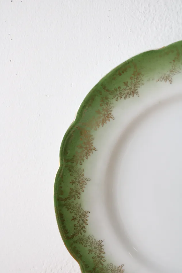 PreStyled Sets Jubilee Thrift KPM Germany Green Gold Porcelain Plate 8