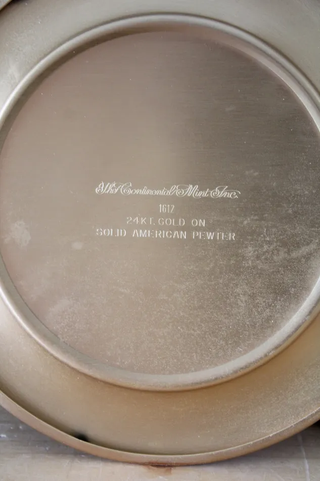 PreStyled Sets Jubilee Thrift Norman Rockwell Tom Sawyer Solid American Pewter 24KT Gold Decorative Plate