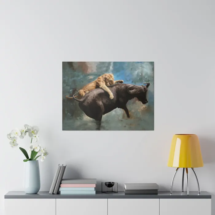 Printify Wildlife Print The Hunt Matte Museum Wrap Canvas Stretched Earrings