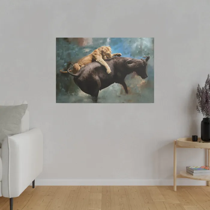 Printify Wildlife Print The Hunt Matte Museum Wrap Canvas Stretched Earrings