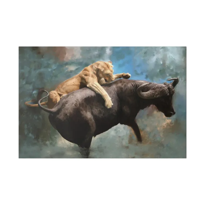 Printify Wildlife Print The Hunt Matte Museum Wrap Canvas Stretched Earrings