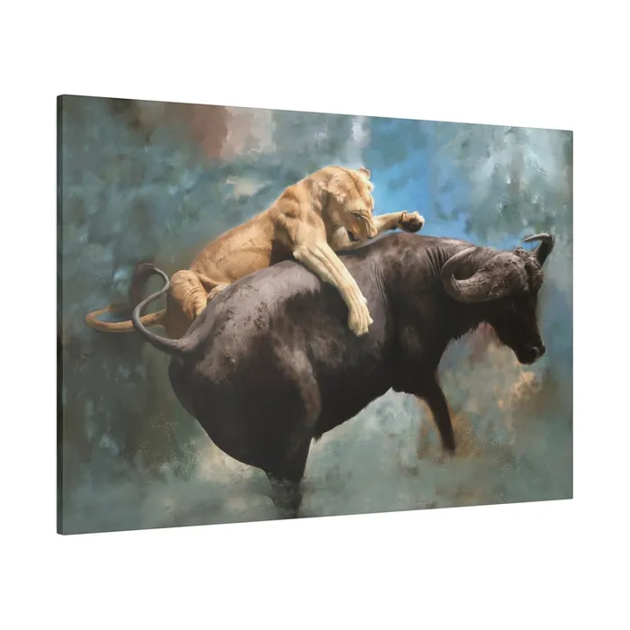 Printify Wildlife Print The Hunt Matte Museum Wrap Canvas Stretched Earrings