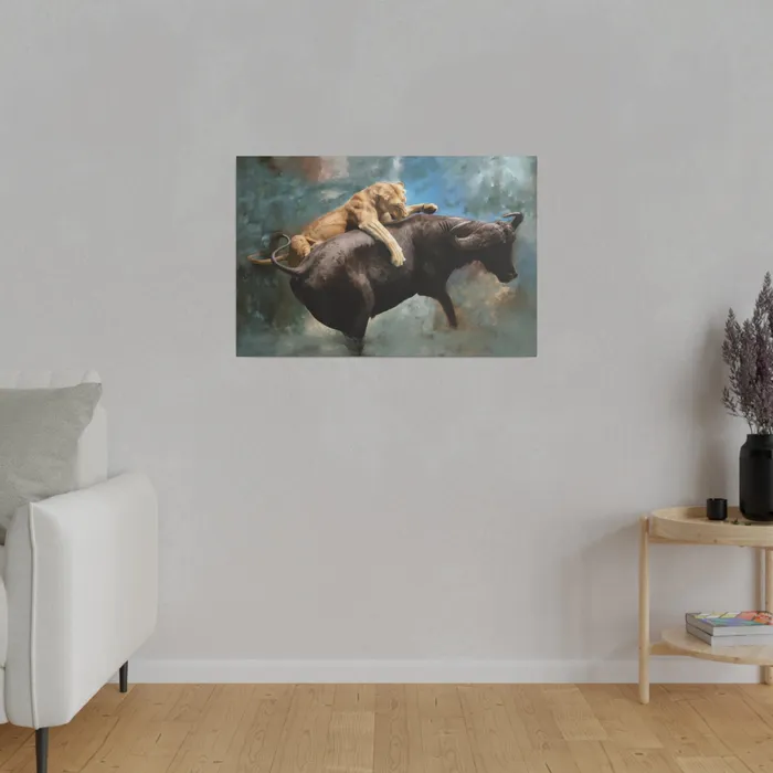 Printify Wildlife Print The Hunt Matte Museum Wrap Canvas Stretched Earrings