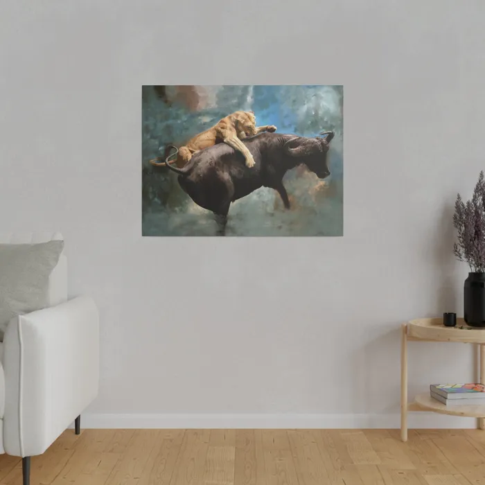 Printify Wildlife Print The Hunt Matte Museum Wrap Canvas Stretched Earrings