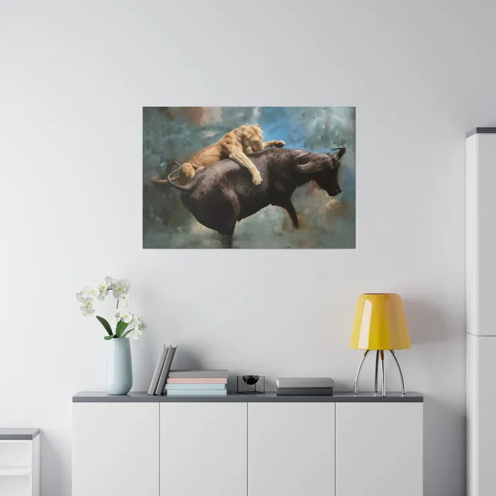 Printify Wildlife Print The Hunt Matte Museum Wrap Canvas Stretched Earrings