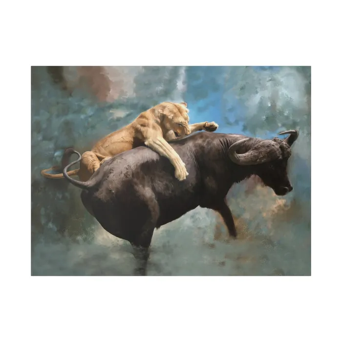 Printify Wildlife Print The Hunt Matte Museum Wrap Canvas Stretched Earrings