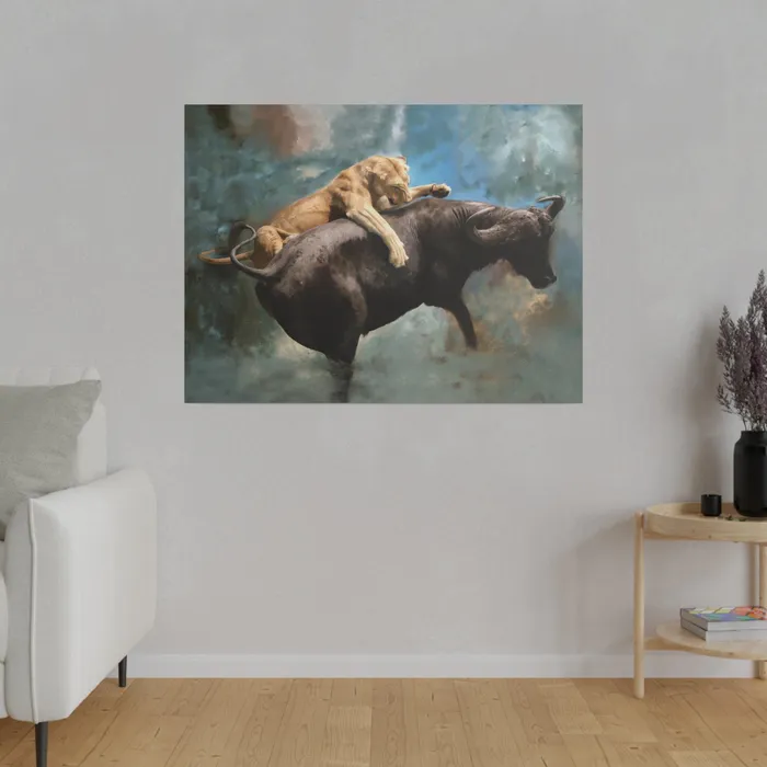 Printify Wildlife Print The Hunt Matte Museum Wrap Canvas Stretched Earrings