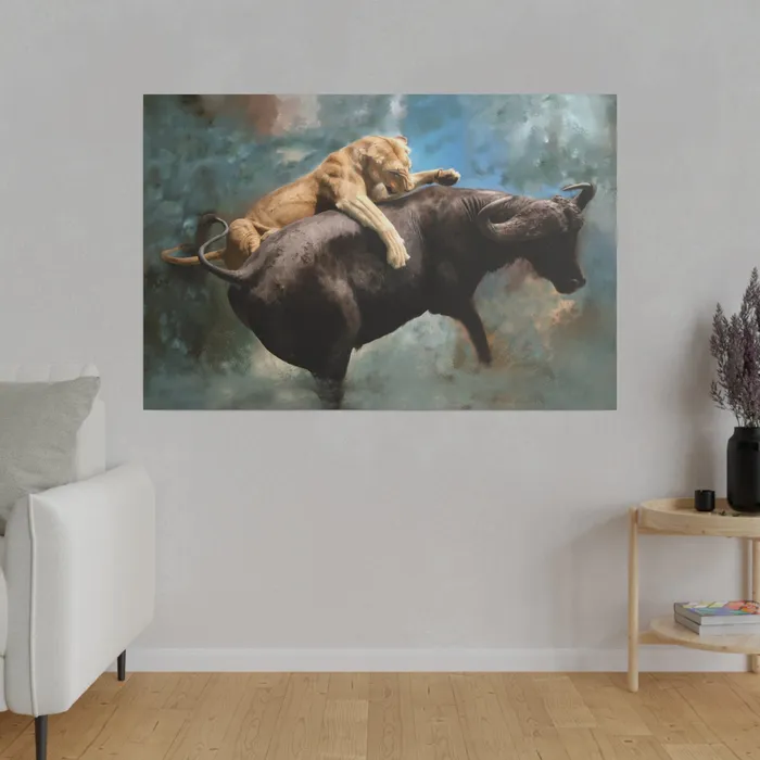 Printify Wildlife Print The Hunt Matte Museum Wrap Canvas Stretched Earrings
