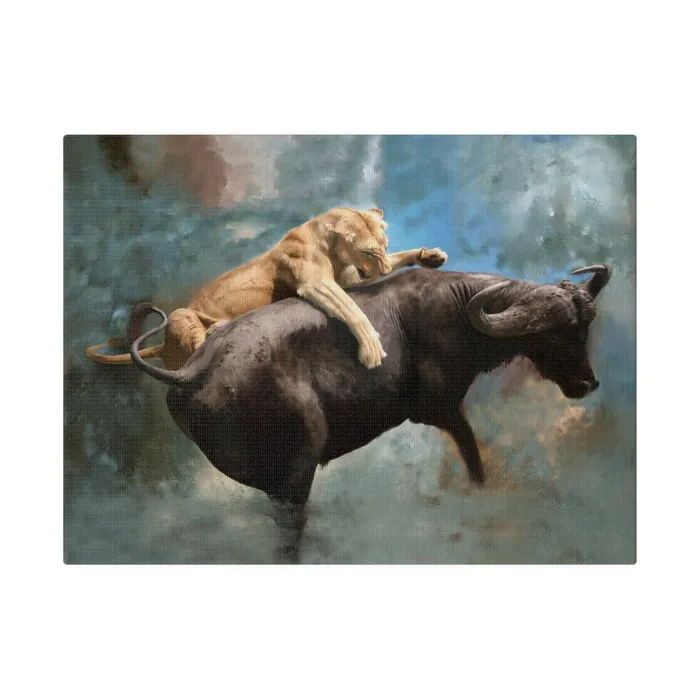 Printify Wildlife Print The Hunt Matte Museum Wrap Canvas Stretched Earrings