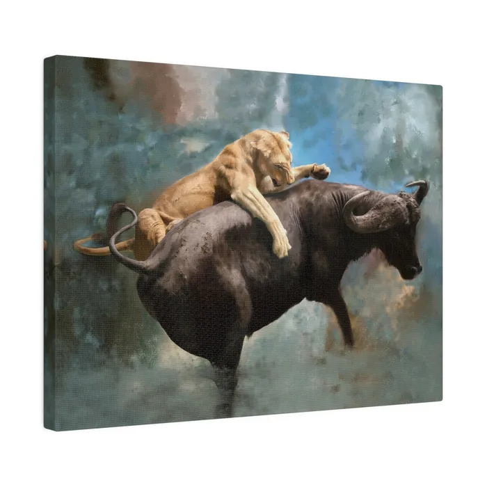Printify Wildlife Print The Hunt Matte Museum Wrap Canvas Stretched Earrings