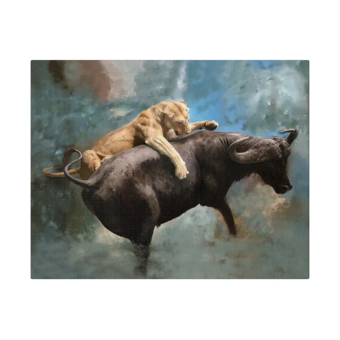 Printify Wildlife Print The Hunt Matte Museum Wrap Canvas Stretched Earrings