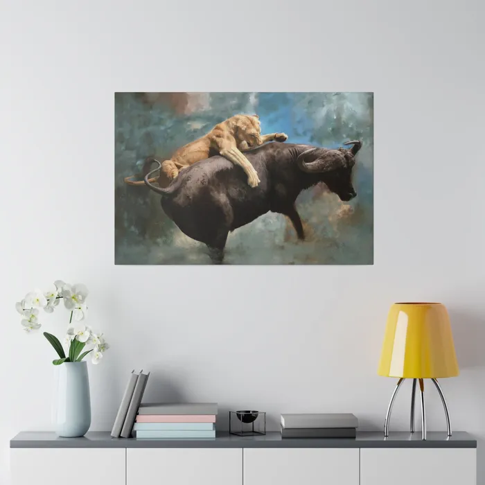 Printify Wildlife Print The Hunt Matte Museum Wrap Canvas Stretched Earrings