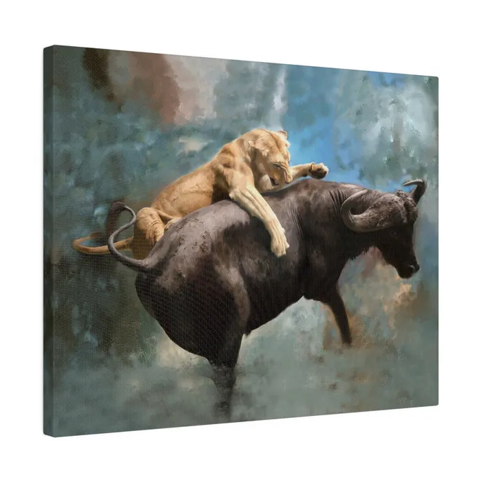 Printify Wildlife Print The Hunt Matte Museum Wrap Canvas Stretched Earrings