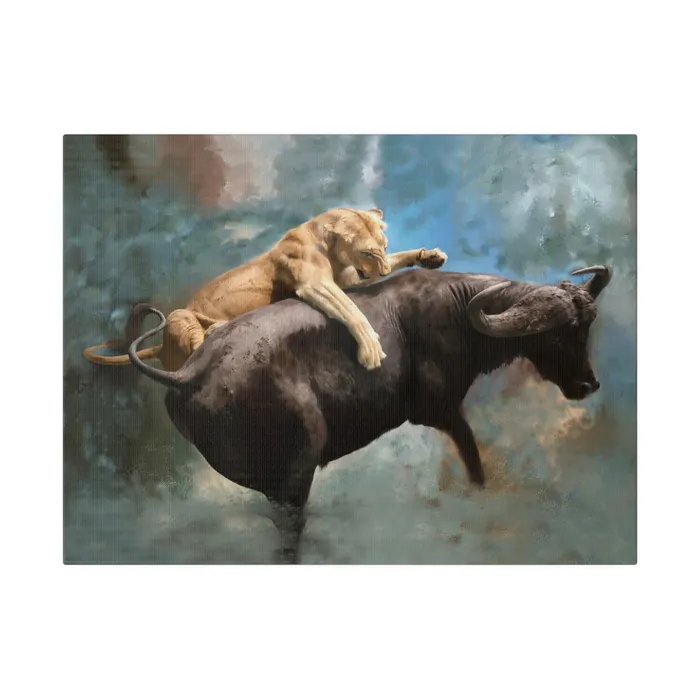 Printify Wildlife Print The Hunt Matte Museum Wrap Canvas Stretched Earrings