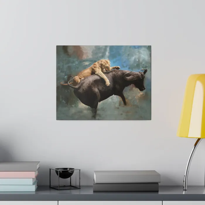 Printify Wildlife Print The Hunt Matte Museum Wrap Canvas Stretched Earrings