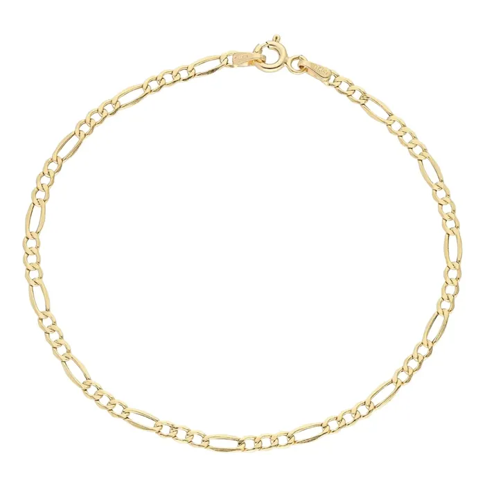 Pulsera Oro 10k Kilates Figaro 26mm 18cm Gold Shield Necklaces