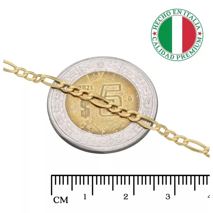 Pulsera Oro 10k Kilates Figaro 26mm 18cm Gold Shield Necklaces