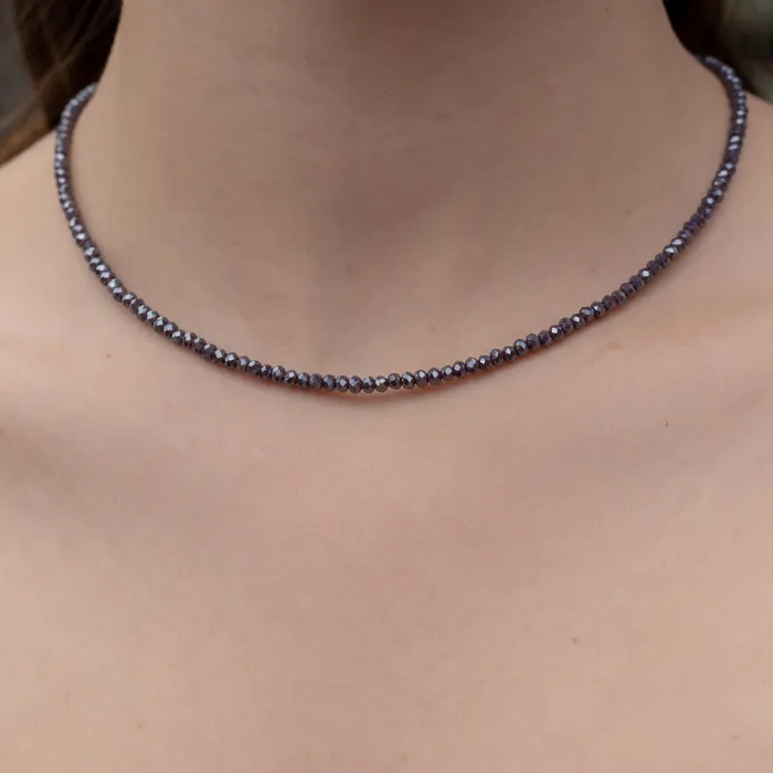 RACHEL LYNN CHICAGO 2mm Itsy Metallic Purple Quartz Beaded Necklace Necklaces