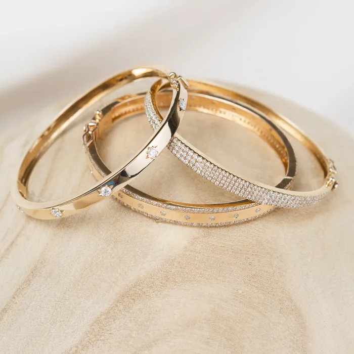 RACHEL LYNN CHICAGO Bracelets 14 Karat Yellow Gold and Diamond Burst Hinge Bracelet