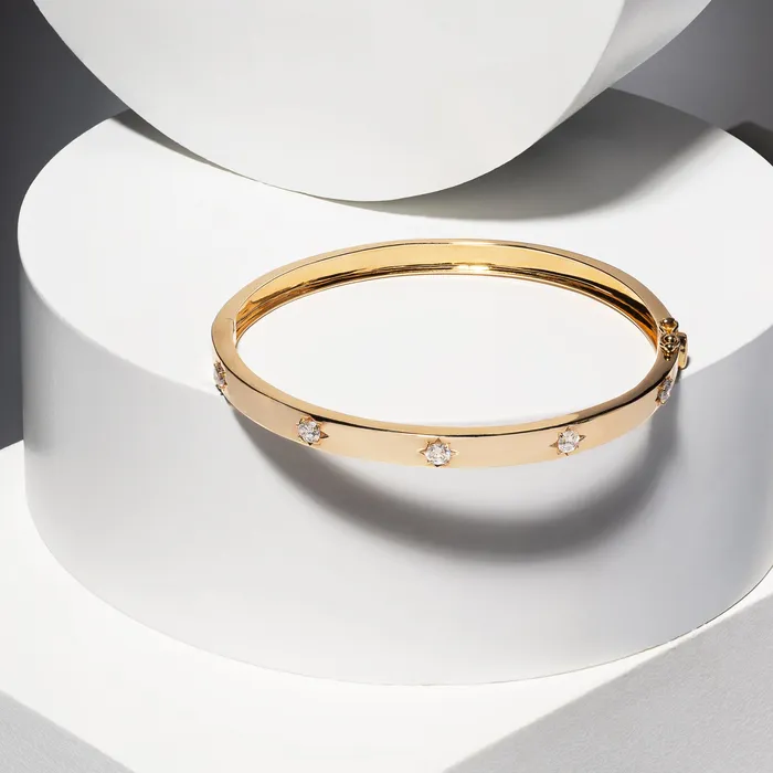 RACHEL LYNN CHICAGO Bracelets 14 Karat Yellow Gold and Diamond Burst Hinge Bracelet