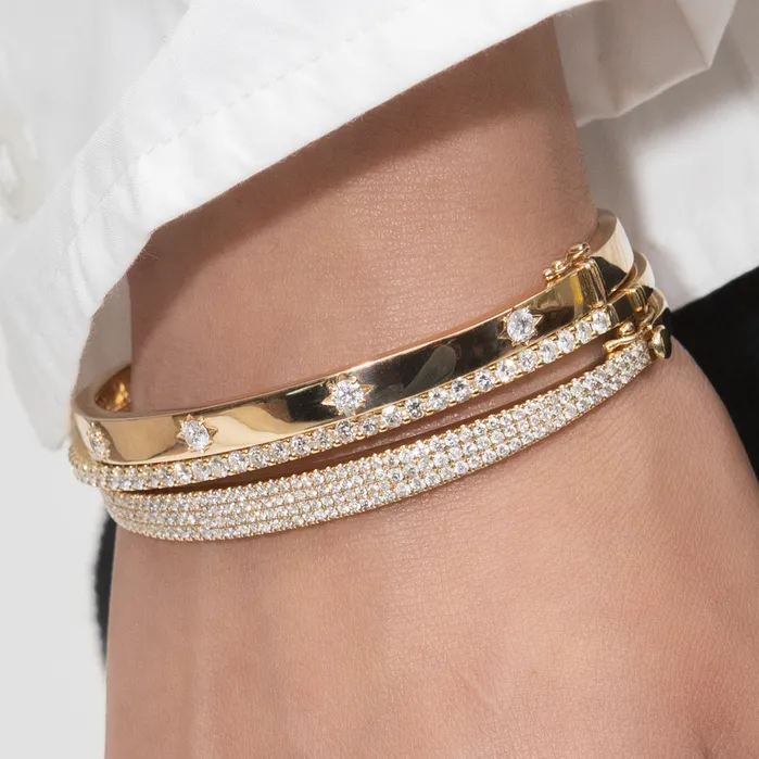 RACHEL LYNN CHICAGO Bracelets 14 Karat Yellow Gold and Diamond Burst Hinge Bracelet