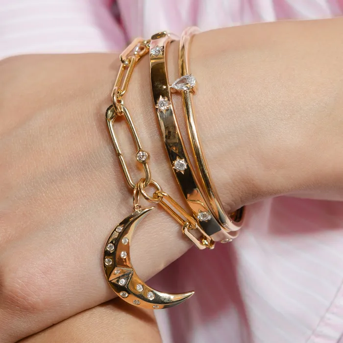 RACHEL LYNN CHICAGO Bracelets 14 Karat Yellow Gold and Diamond Burst Hinge Bracelet