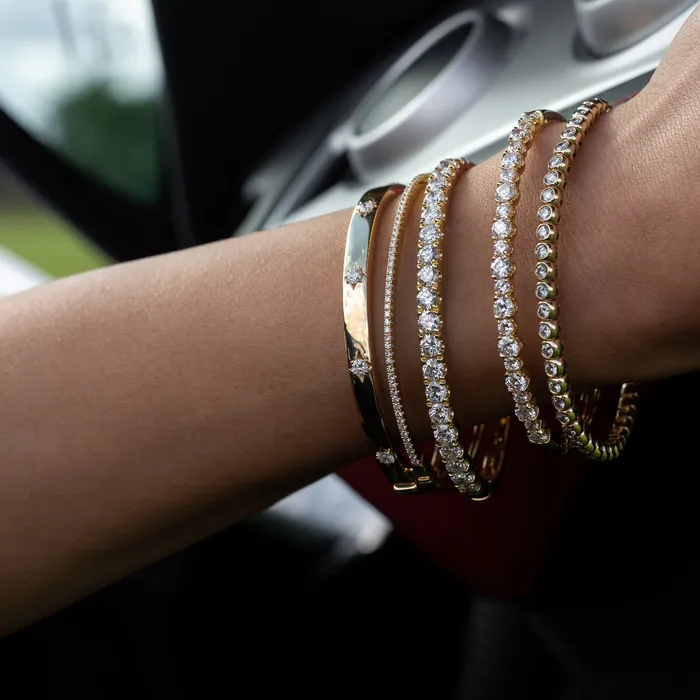 RACHEL LYNN CHICAGO Bracelets 14 Karat Yellow Gold and Diamond Burst Hinge Bracelet