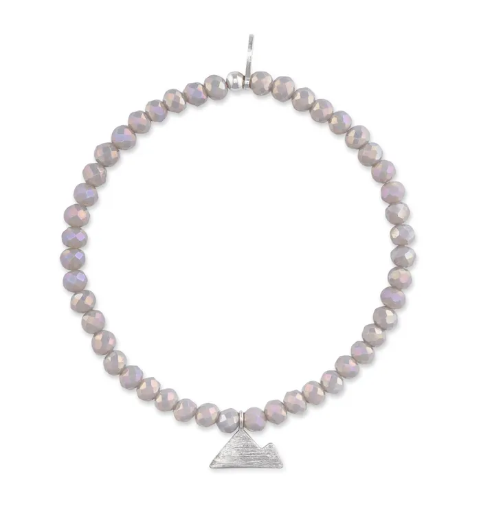 RACHEL LYNN CHICAGO Bracelets 4mm Gray Rainbow Crystal and Silver Mountain Charm Bracelet RACHEL LYNN CHICAGO Bracelets 4mm Gray Rainbow Crystal and Silver Mountain Charm Bracelet