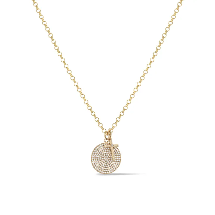 RACHEL LYNN CHICAGO Charm Necklaces Yellow Gold Diamond Cross Charm