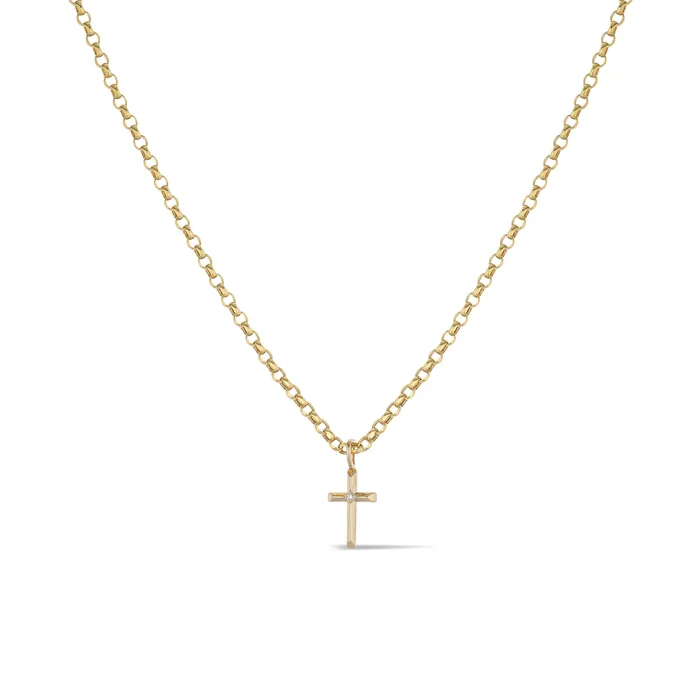 RACHEL LYNN CHICAGO Charm Necklaces Yellow Gold Diamond Cross Charm