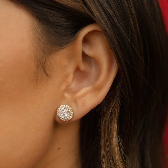 RACHEL LYNN CHICAGO Earrings 18 Karat Yellow Halo Stud Earrings 255cts