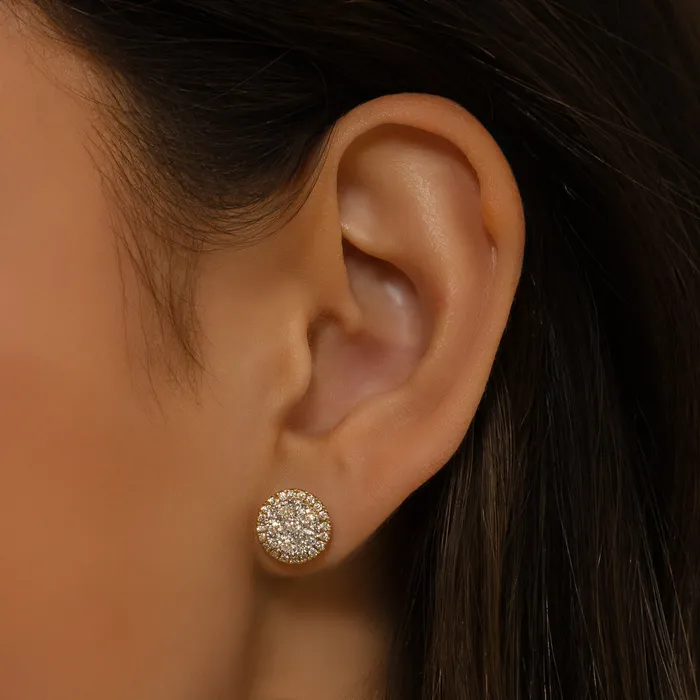 RACHEL LYNN CHICAGO Earrings 18 Karat Yellow Halo Stud Earrings 255cts