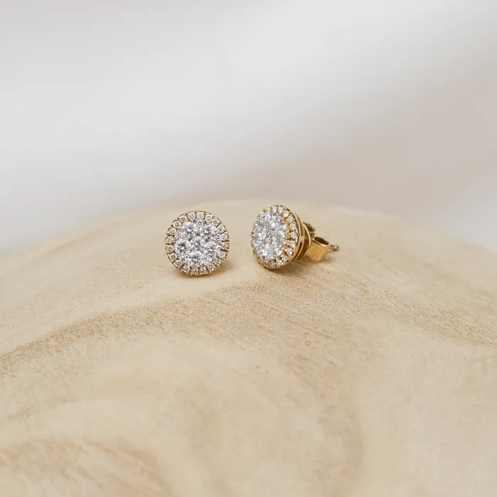 RACHEL LYNN CHICAGO Earrings 18 Karat Yellow Halo Stud Earrings 255cts