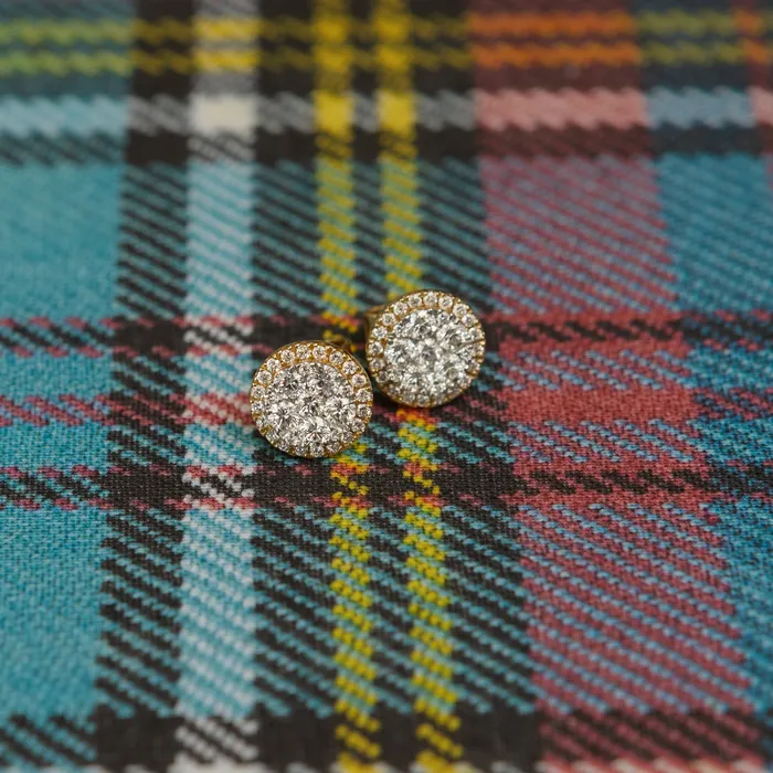 RACHEL LYNN CHICAGO Earrings 18 Karat Yellow Halo Stud Earrings 255cts